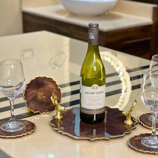Chestnut Harmony Tray & Coasters Set