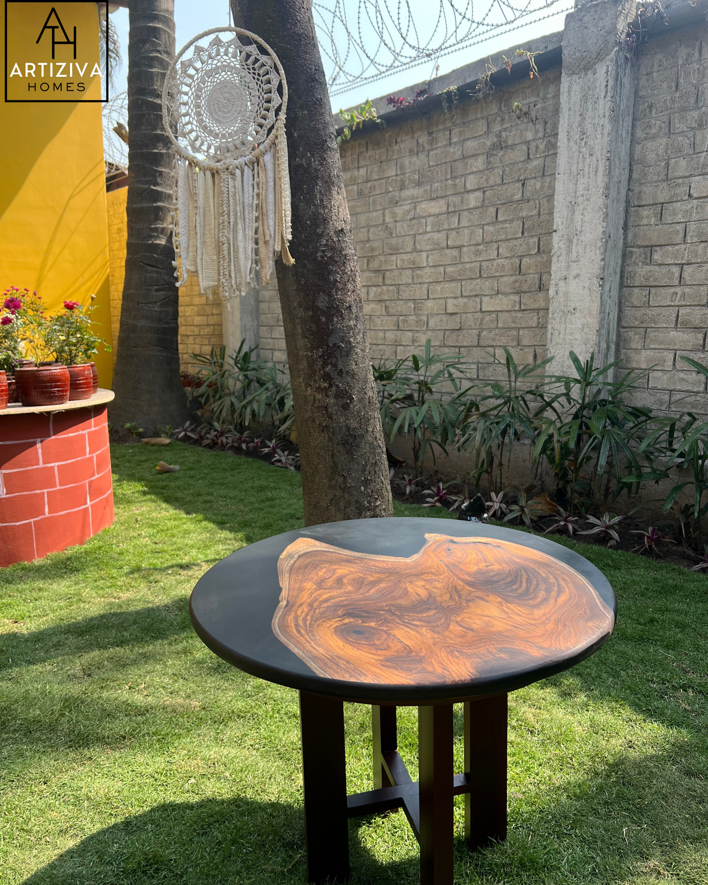 Noir Teak Corner Table– A Bold Fusion of Heritage & Modernity